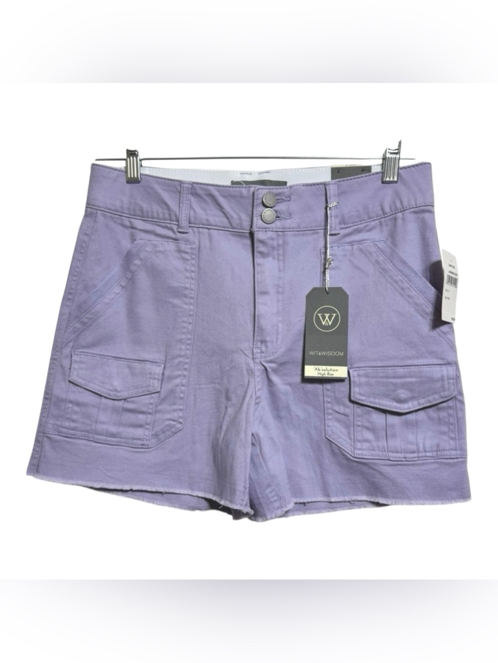Wit & Wisdom Absolution Frayed High Rise Cargo Shorts Lavender Dust Size 8